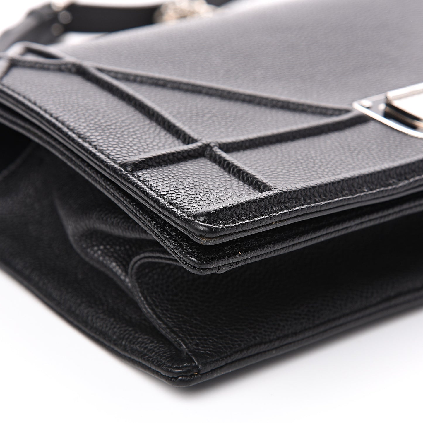 Grained Calfskin Medium Diorama Flap Bag Black