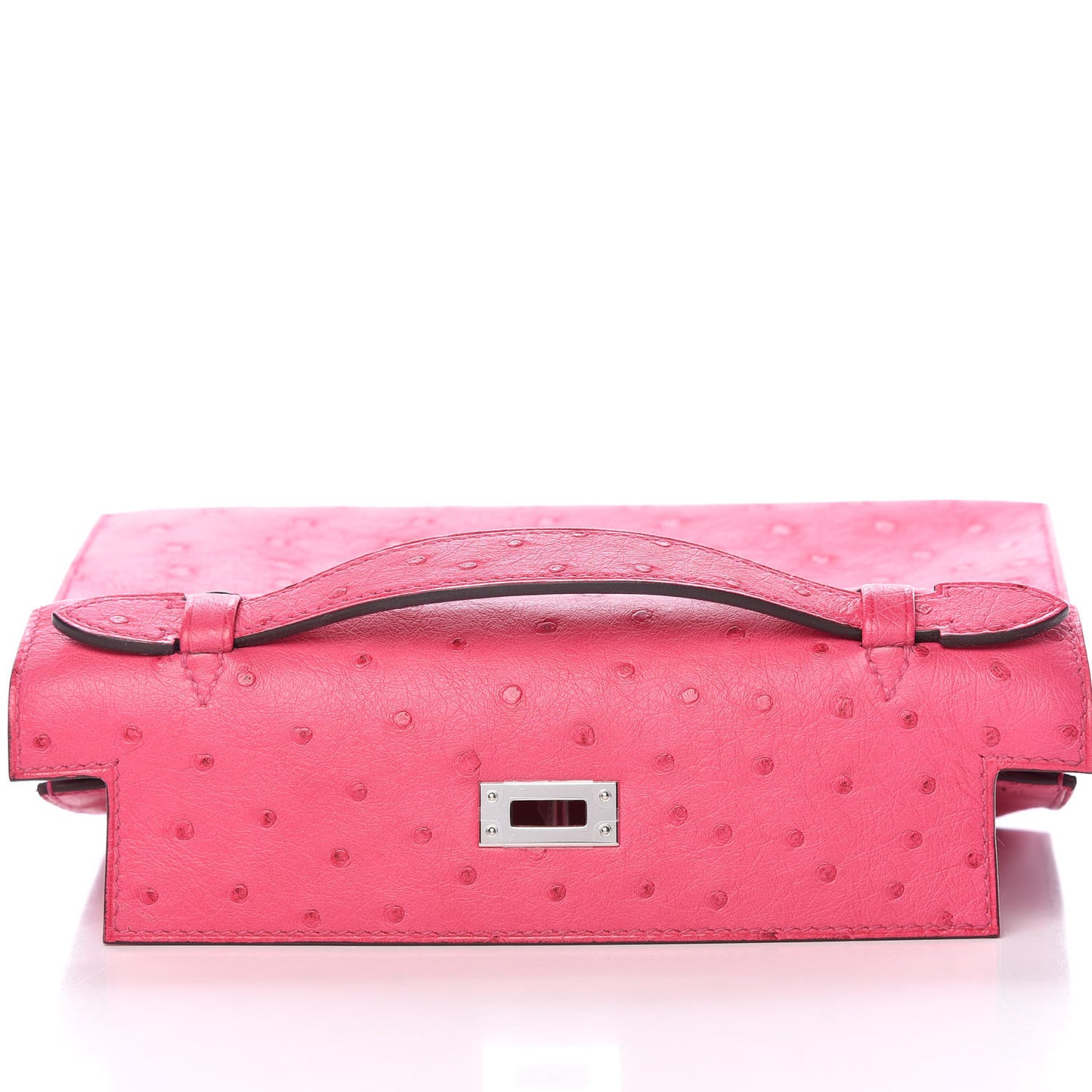 Ostrich Kelly Pochette Clutch Rose Tyrien