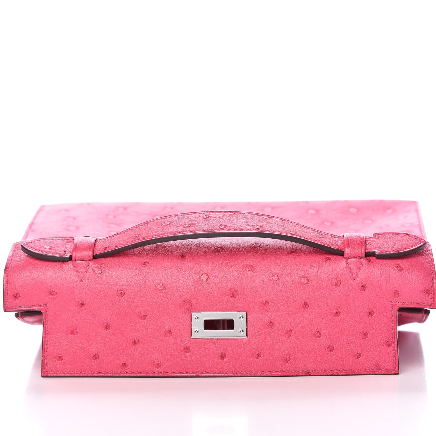 Hermes Ostrich Kelly Pochette Clutch Rose Tyrien 18 of 29