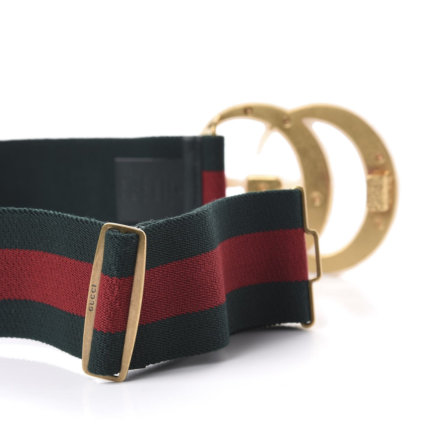 Elastic Web Crystal Embellished Plexiglass GG Marmont Belt 75 30 Red Green