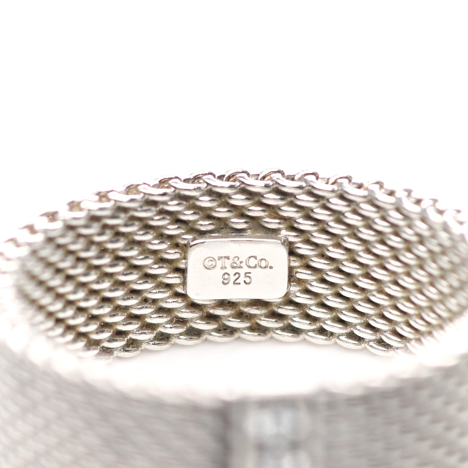Tiffany Sterling Silver Diamond Somerset Mesh Ring 52 6 4 of 5
