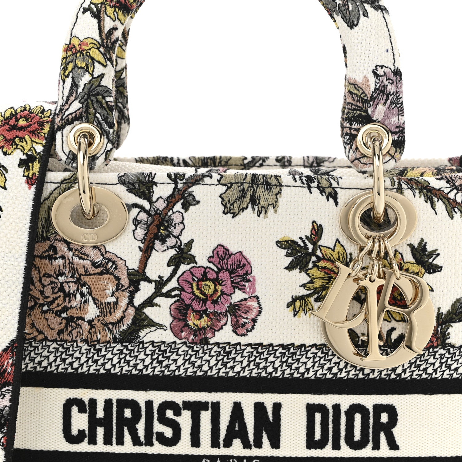 Christian Dior Canvas Embroidered Jardin Botanique Medium Lady D-Lite White Multicolor 8 of 11