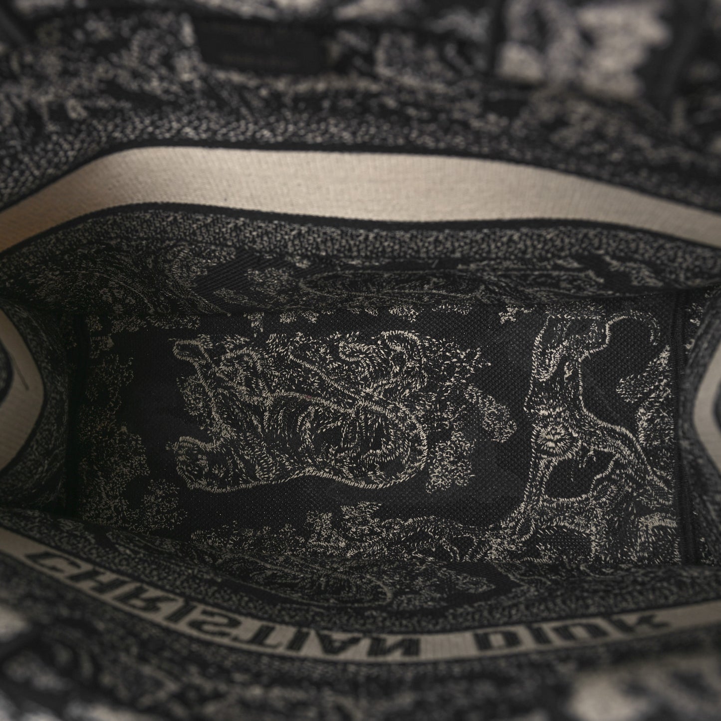 Canvas Embroidered Medium Toile De Jouy Reverse Book Tote Blue