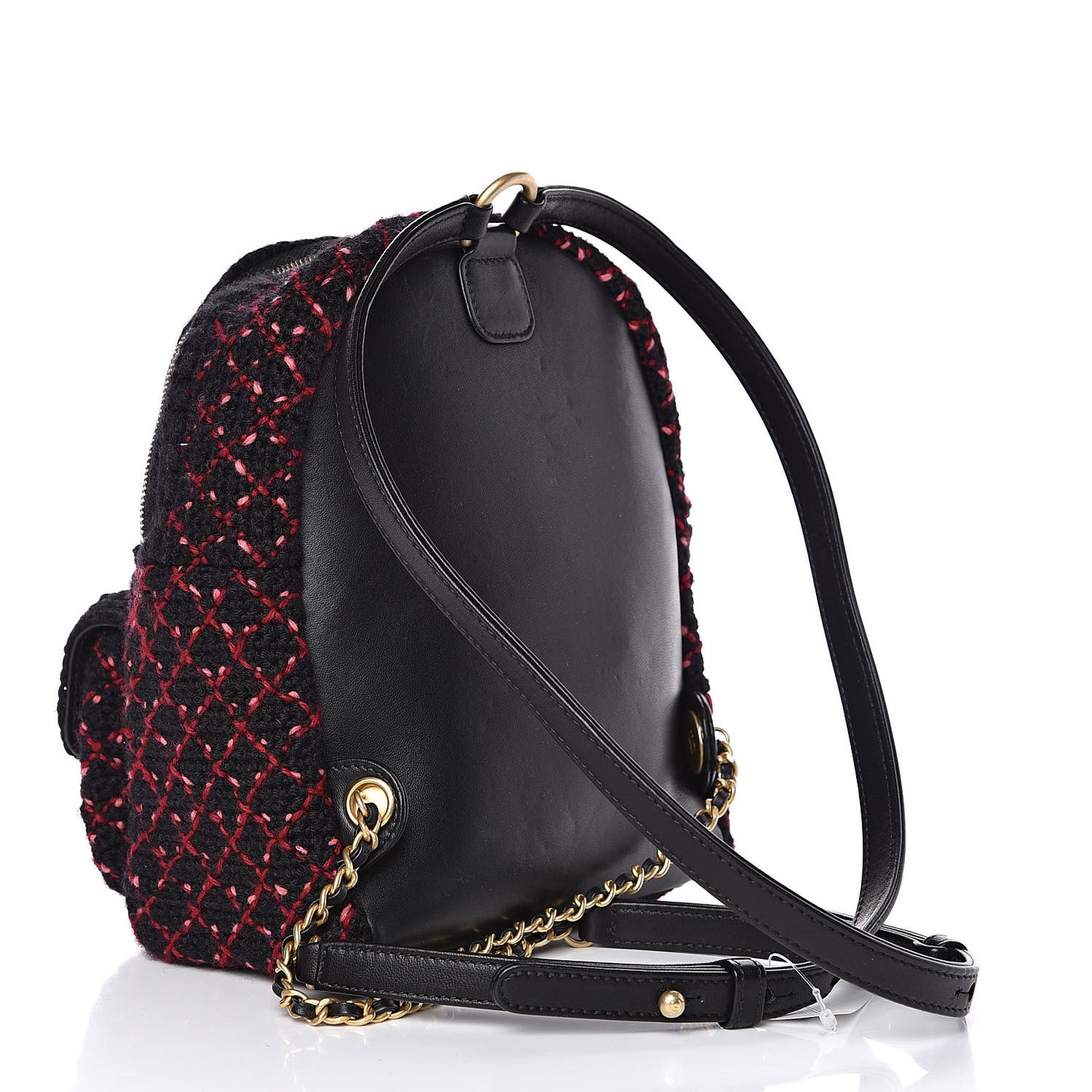 Knit Quilted Backpack Black Burgundy