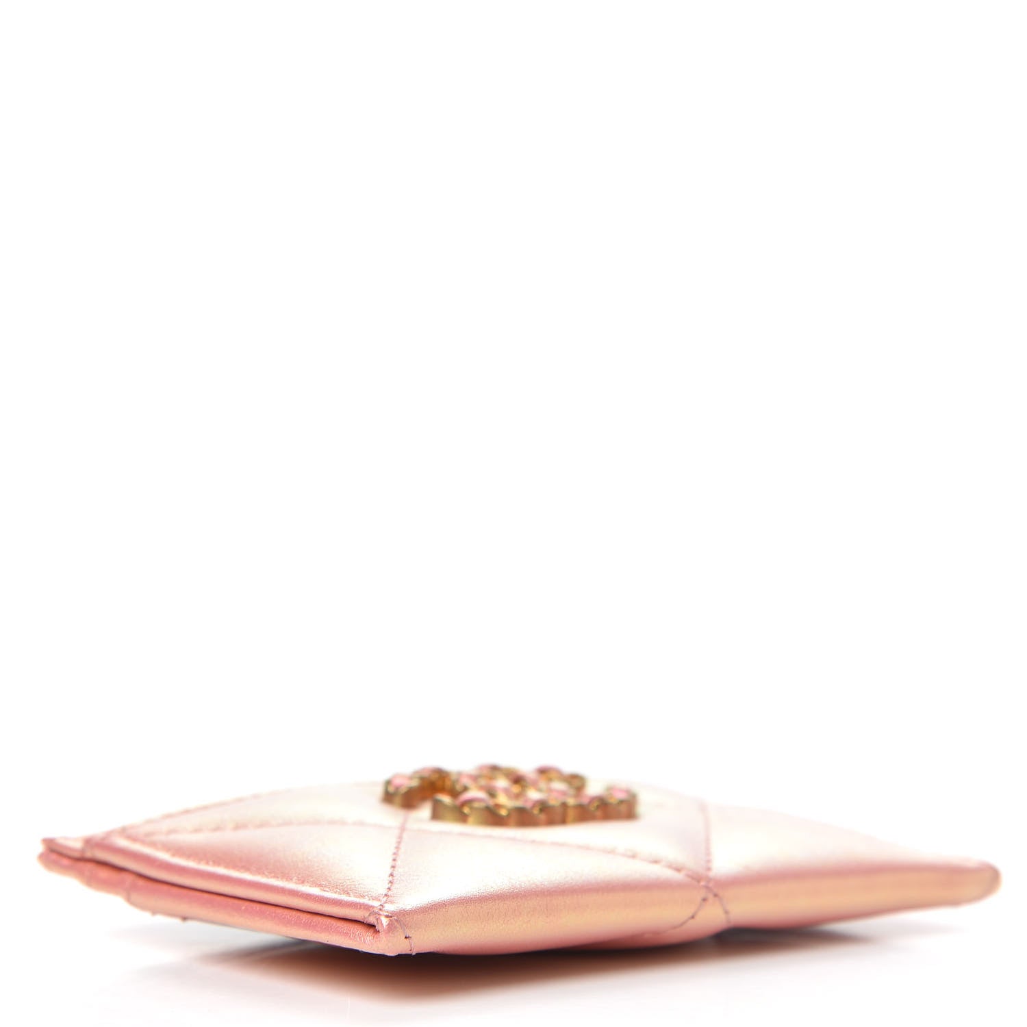 Chanel Iridescent Calfskin Quilted Chanel 19 Card Holder Pink 4 of 9