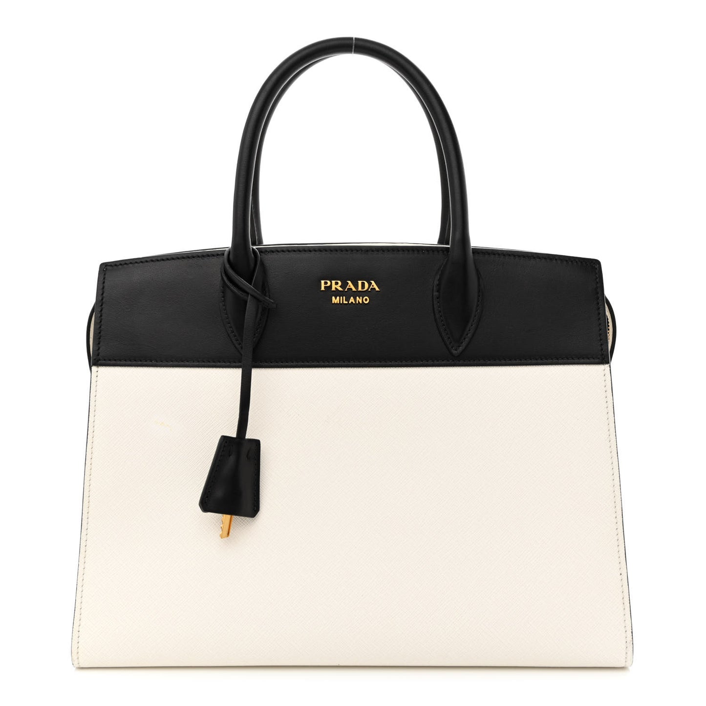 Saffiano City Calfskin Medium Esplanade White Black