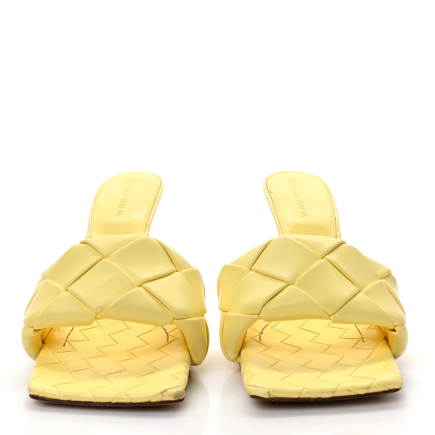 Bottega Veneta Nappa Maxi Intrecciato Lido 90mm Mule Sandals 40.5 Lemonade 2 of 10