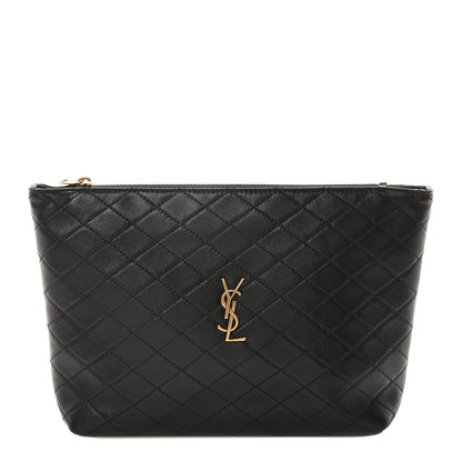 Saint Laurent Lambskin Quilted Gaby Cosmetic Pouch Black 1 of 10
