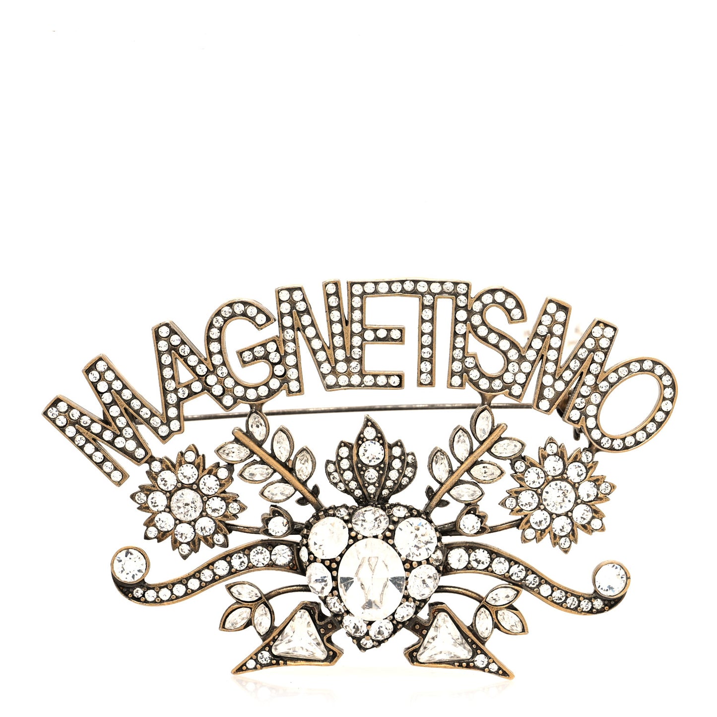 Metal Crystal Magnetismo Brooch Aged Gold