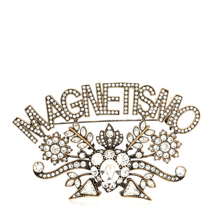 Gucci Metal Crystal Magnetismo Brooch Aged Gold 1 of 4