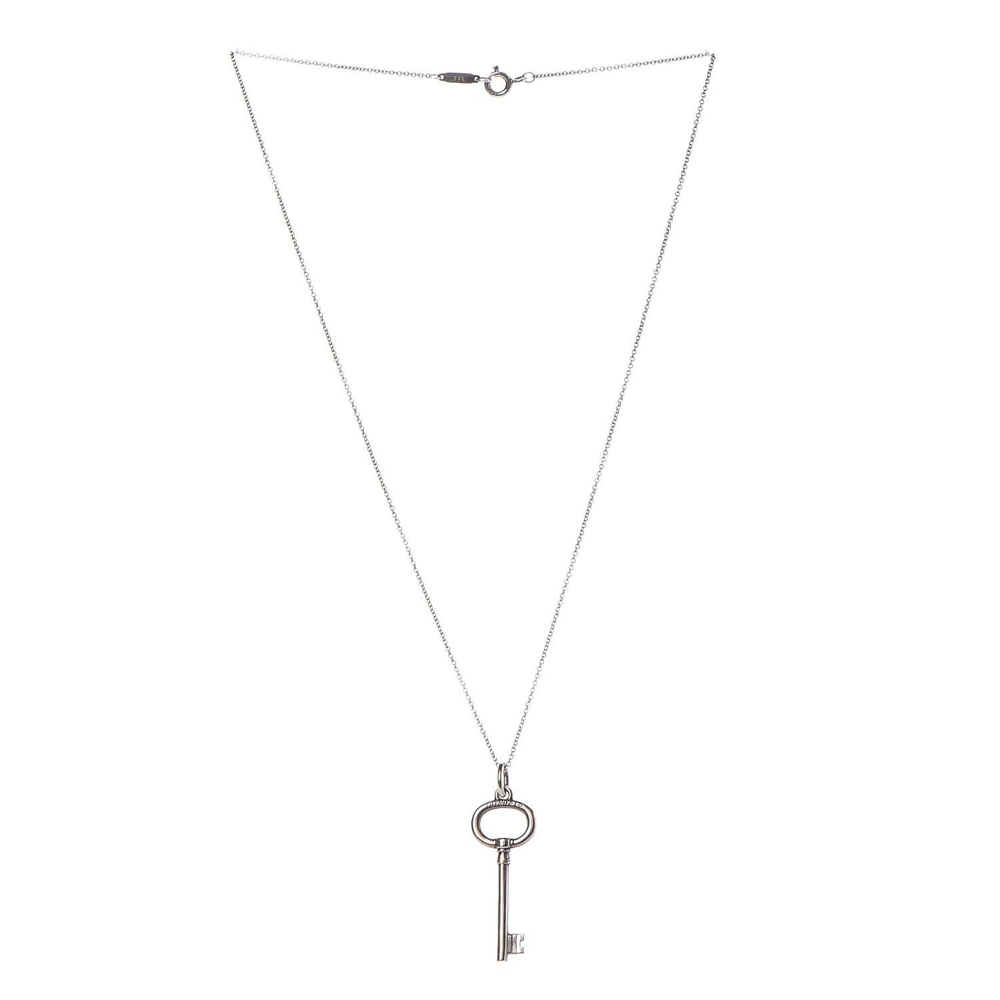 Sterling Silver Oval Key Pendant Necklace