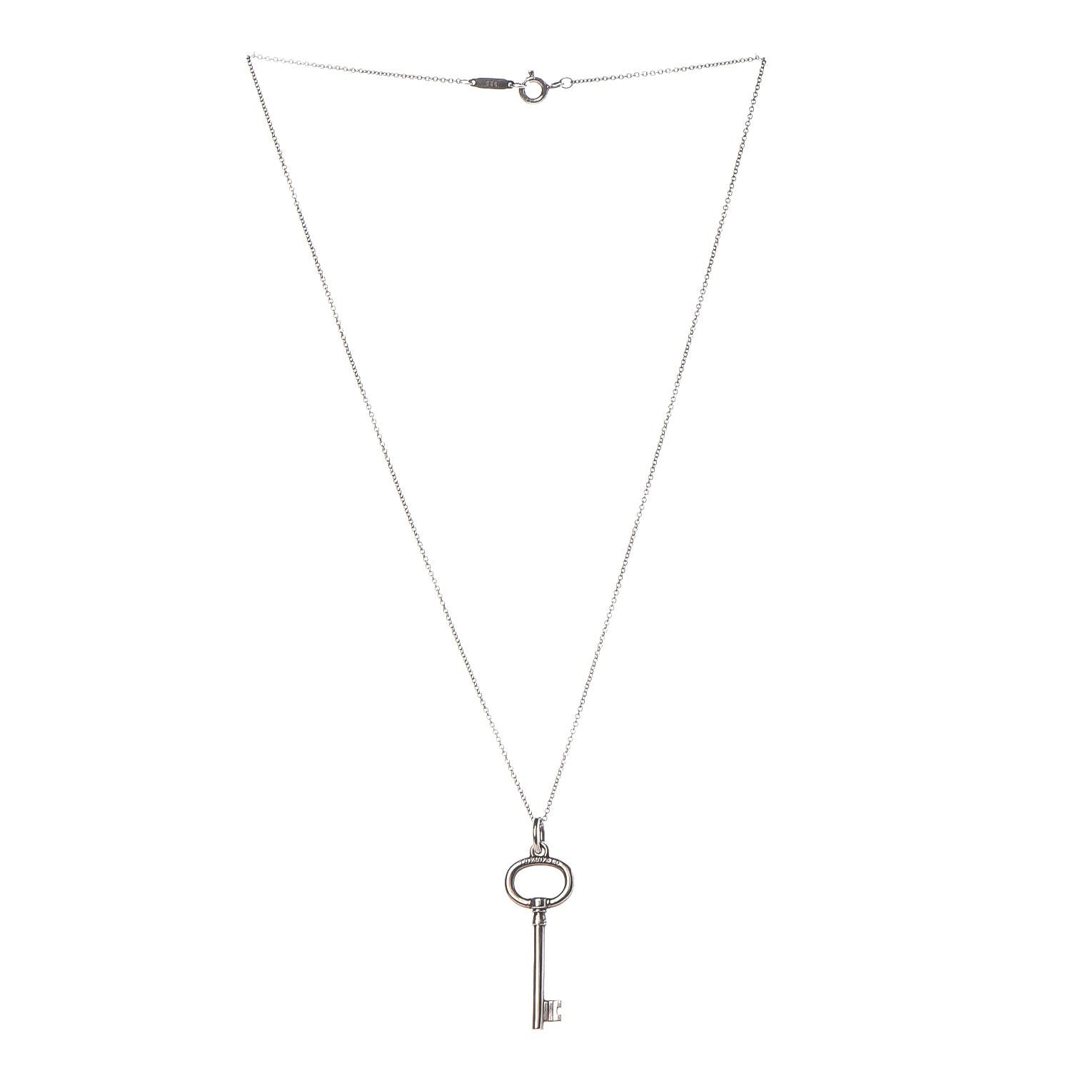 Tiffany Sterling Silver Oval Key Pendant Necklace 3 of 7