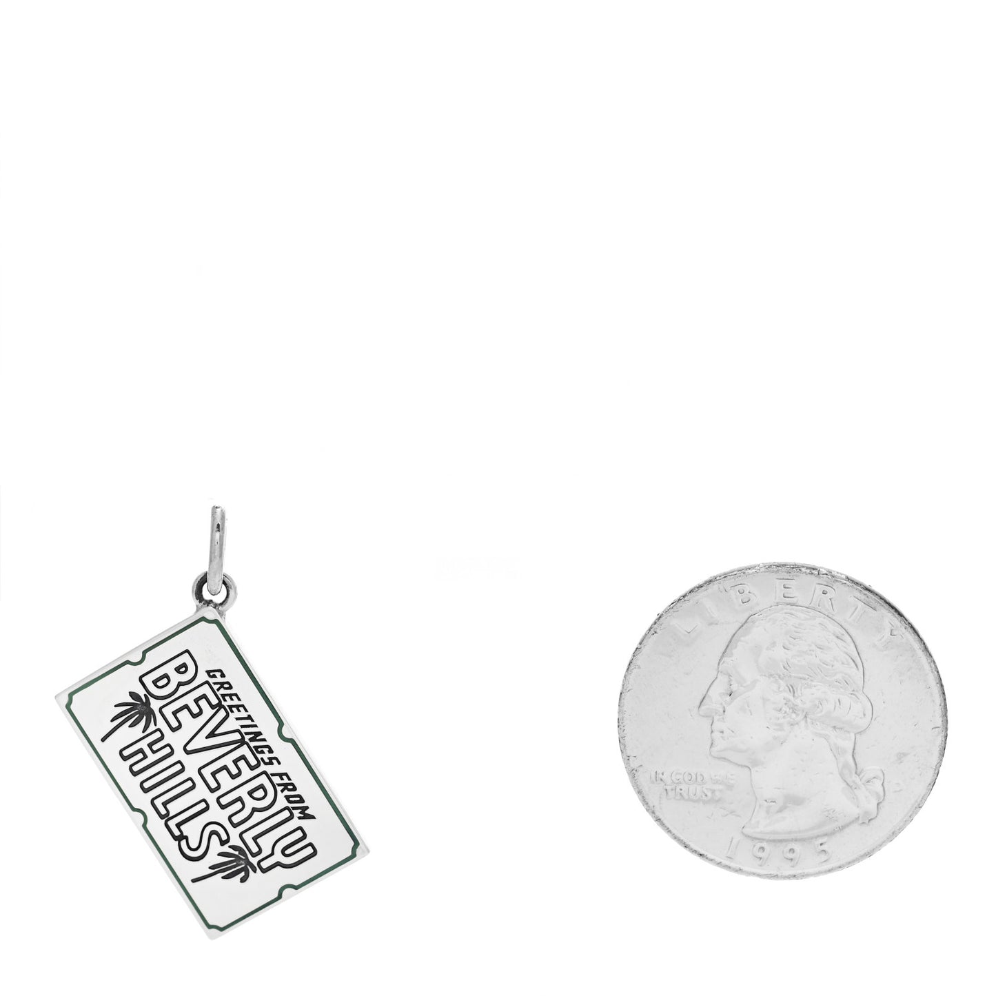 Sterling Silver Enamel Beverly Hills Postcard Charm Blue