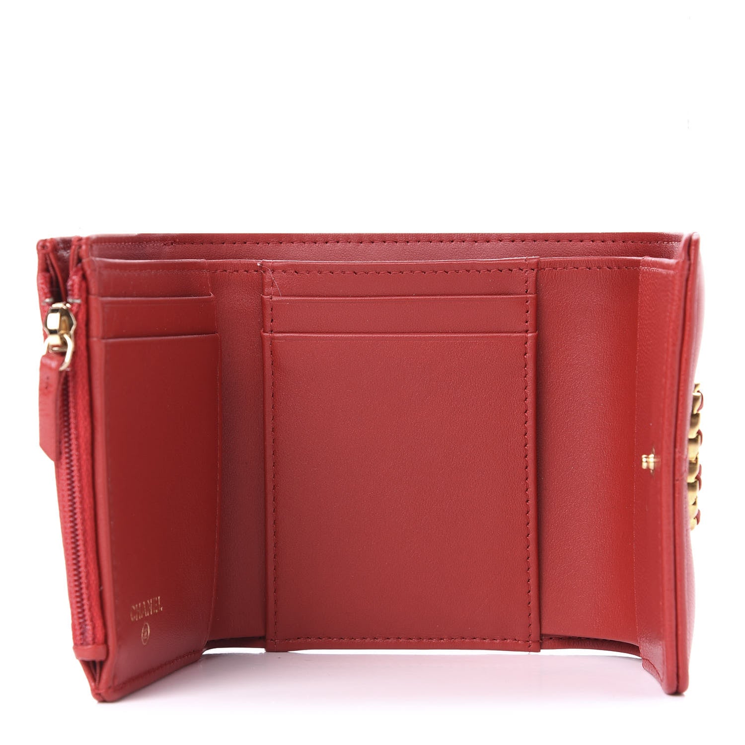 Chanel Goatskin Quilted Chanel 19 Small Flap Wallet Red 5 of 9