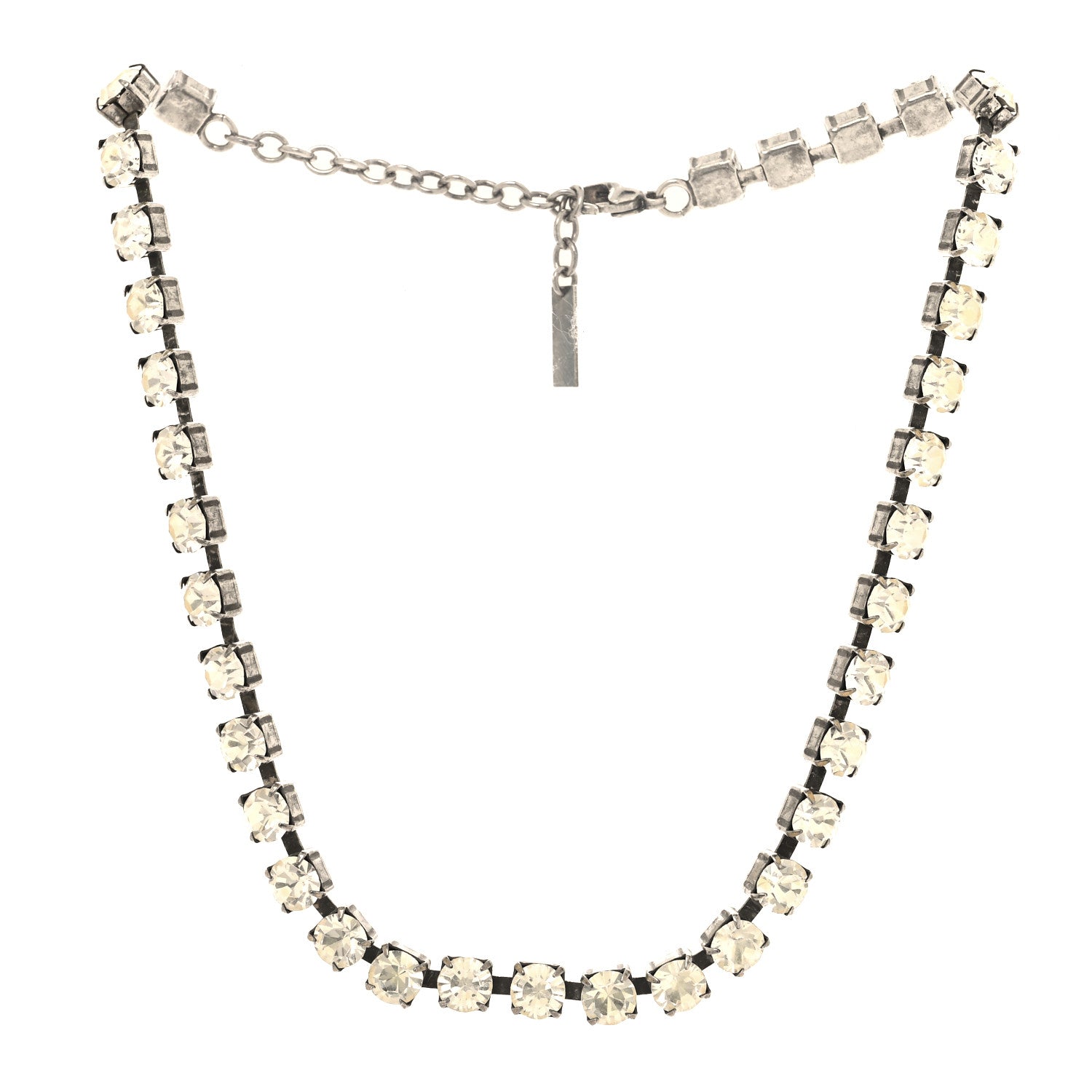 Saint Laurent Crystal Link Necklace Silver 3 of 6