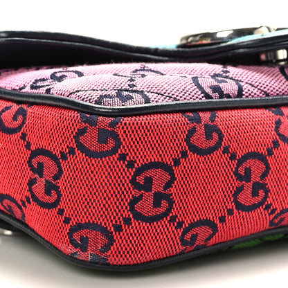 Gucci Monogram Multicolor Matelasse Diagonal Super Mini GG Marmont Shoulder Bag Light Blue Pink Blue Green Red 8 of 11
