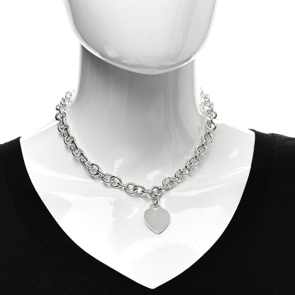 Tiffany Sterling Silver Heart Tag Pendant Necklace 2 of 4