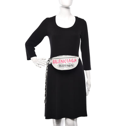Balenciaga Agneau Arena Graffiti All Over XXS Souvenir Belt Bag White Multicolor 1 of 13