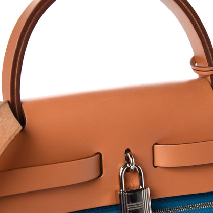 Hermes Vache Hunter Toile Herbag Zip 31 PM Bleu Natural 5 of 15