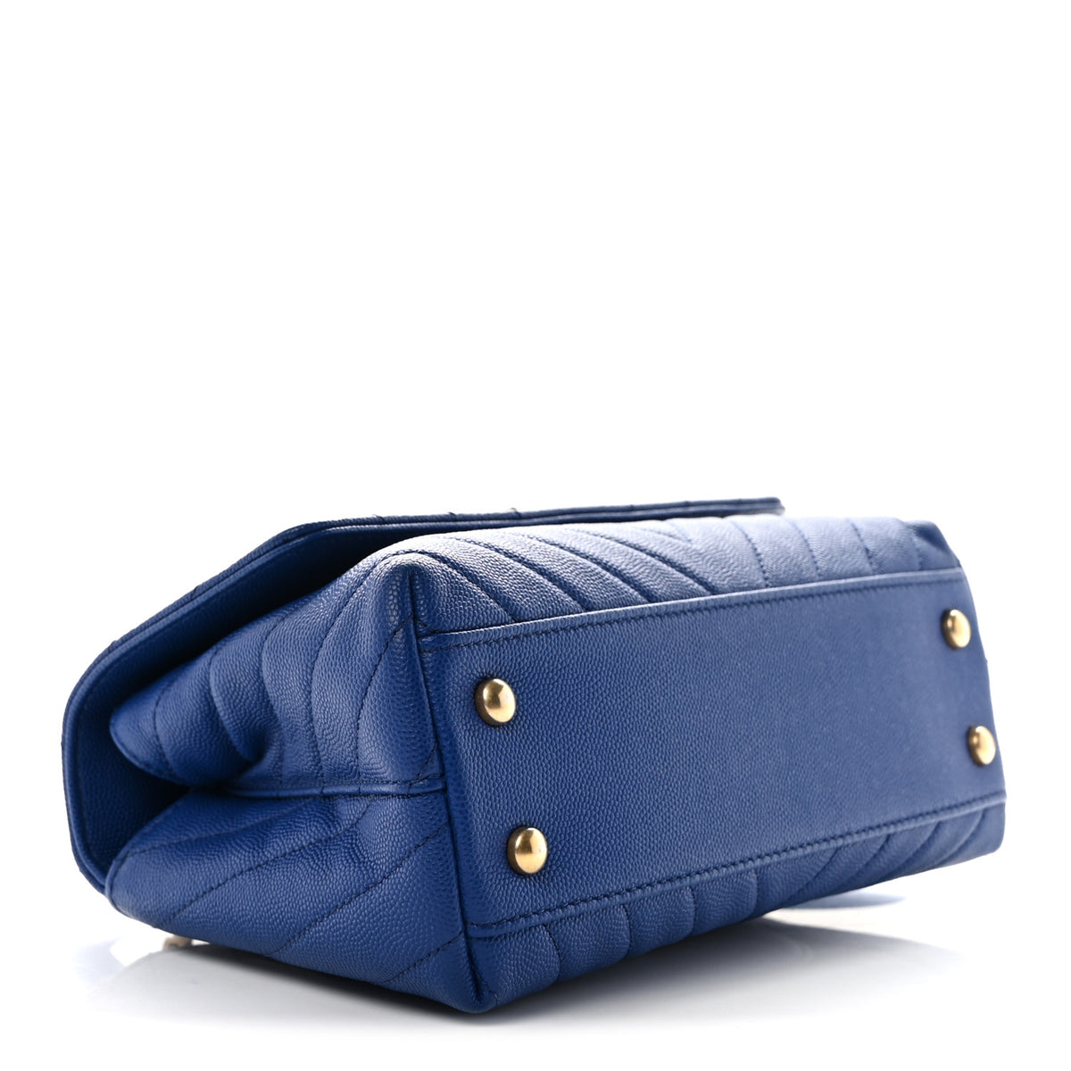 Caviar Chevron Quilted Mini Coco Handle Flap Blue