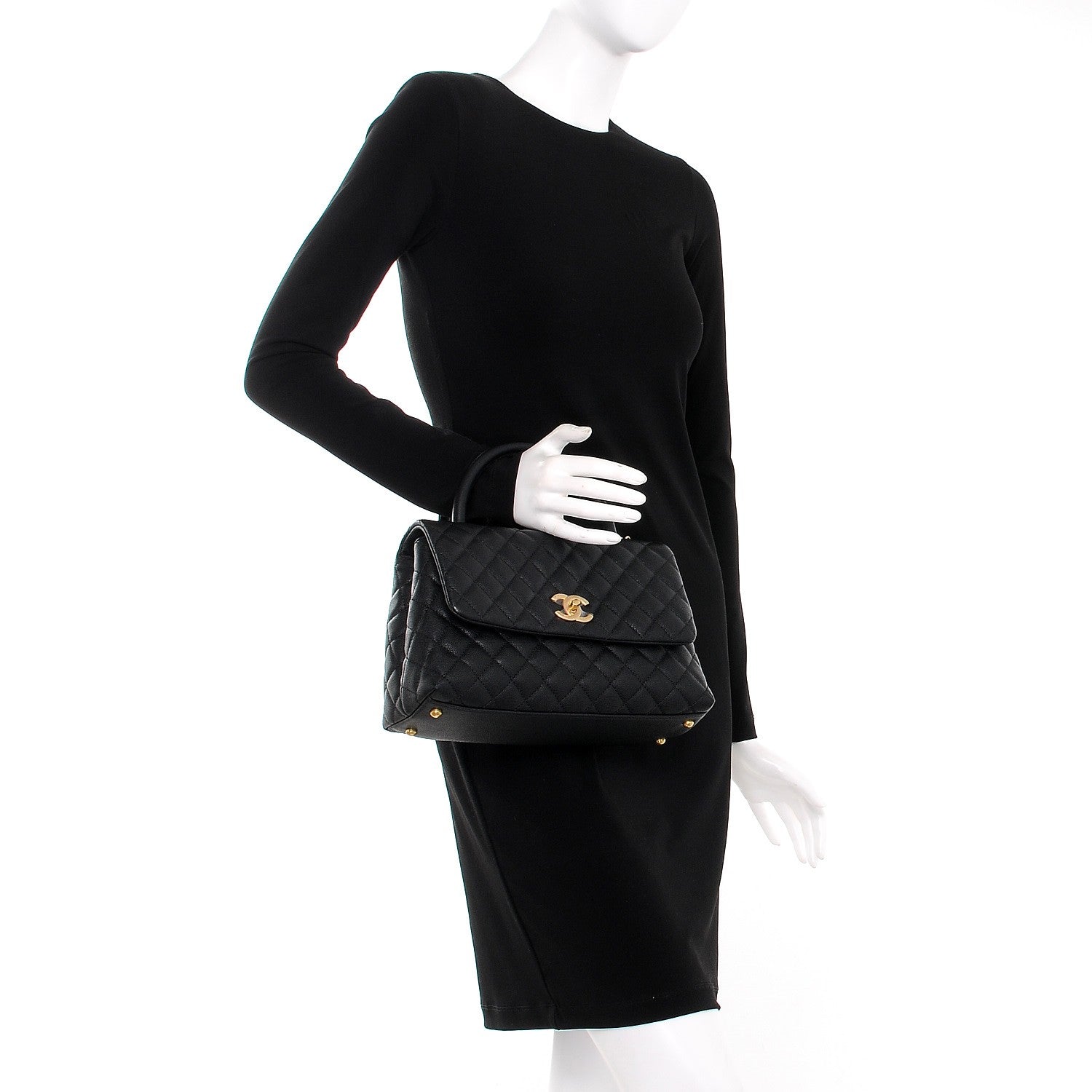 Chanel Caviar Quilted Small Coco Handle Flap Black 3 of 9