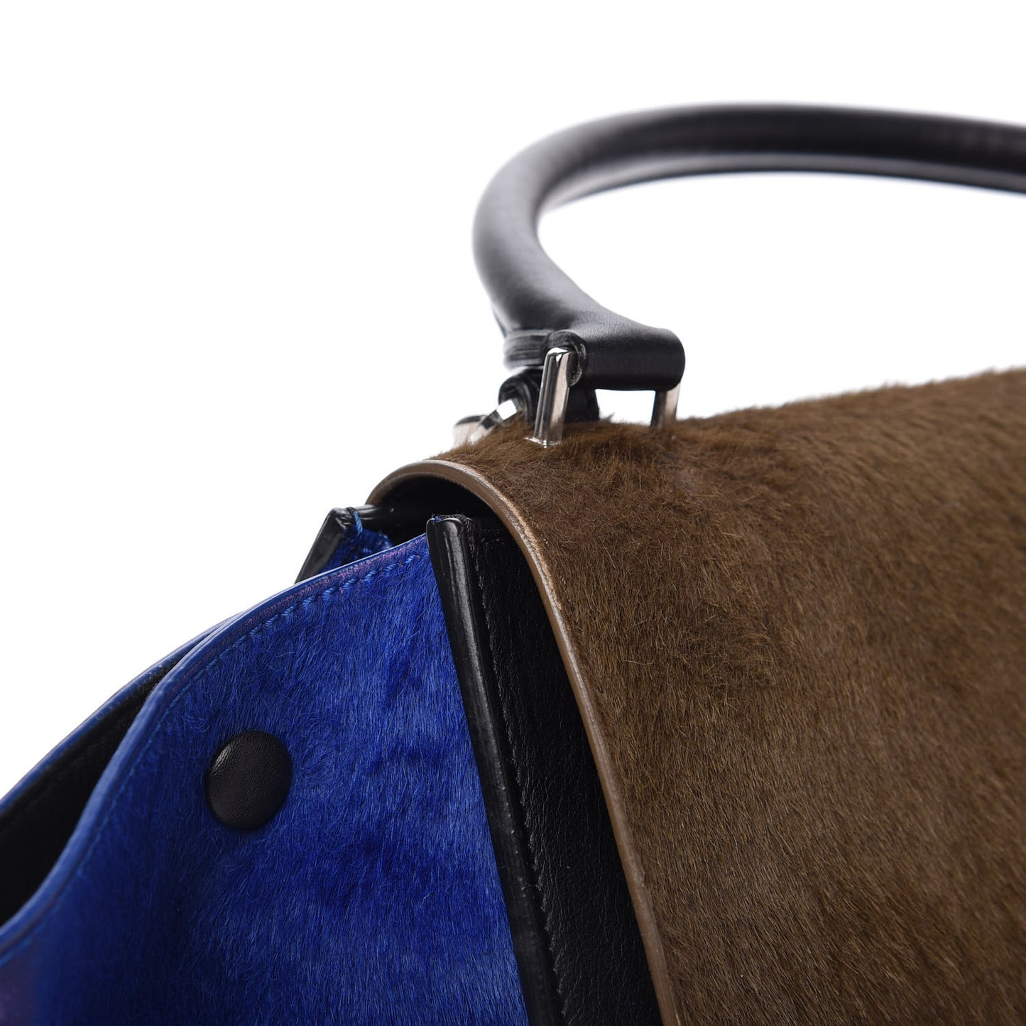 Pony Hair Smooth Calfskin Tri-Color Medium Trapeze Cobalt