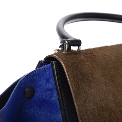 Celine Pony Hair Smooth Calfskin Tri-Color Medium Trapeze Cobalt 11 of 16
