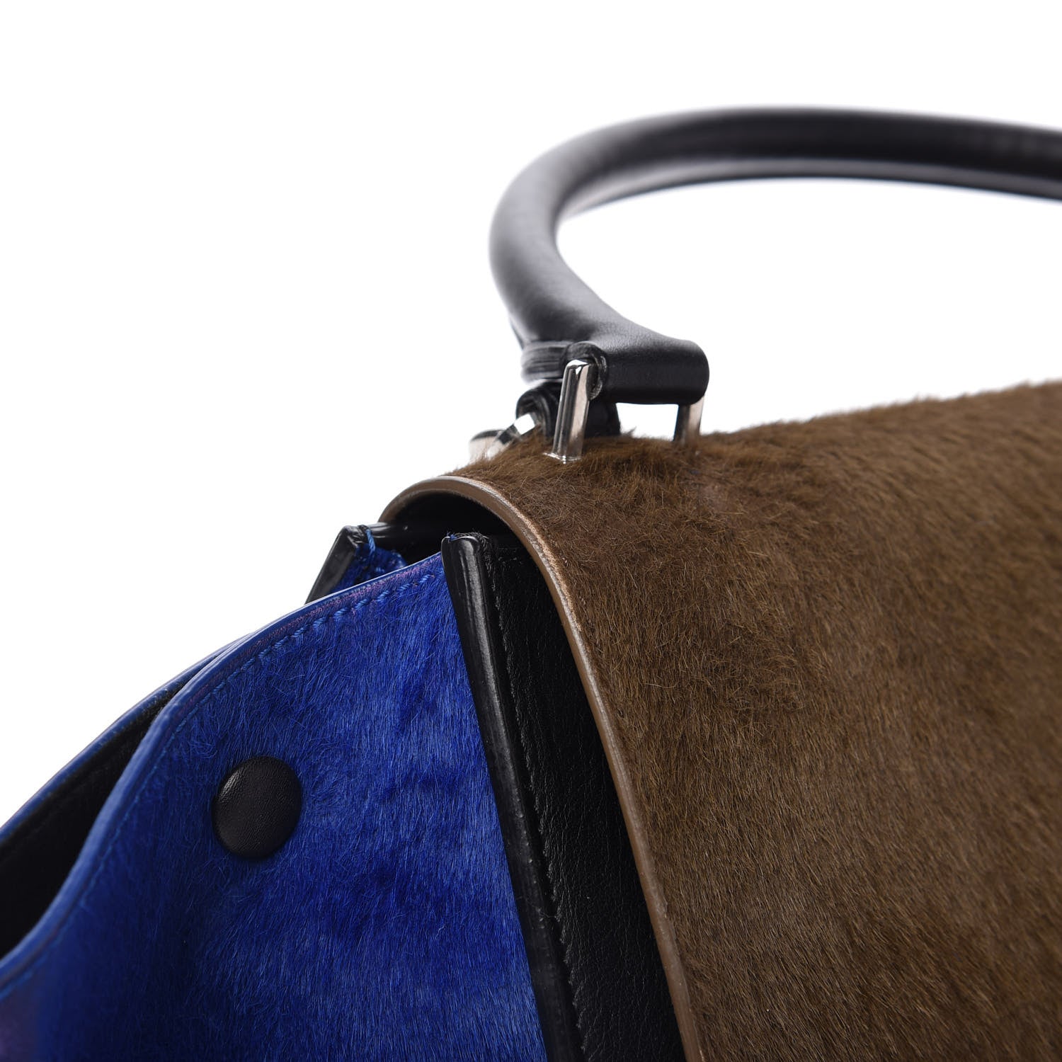 Celine Pony Hair Smooth Calfskin Tri-Color Medium Trapeze Cobalt 11 of 16