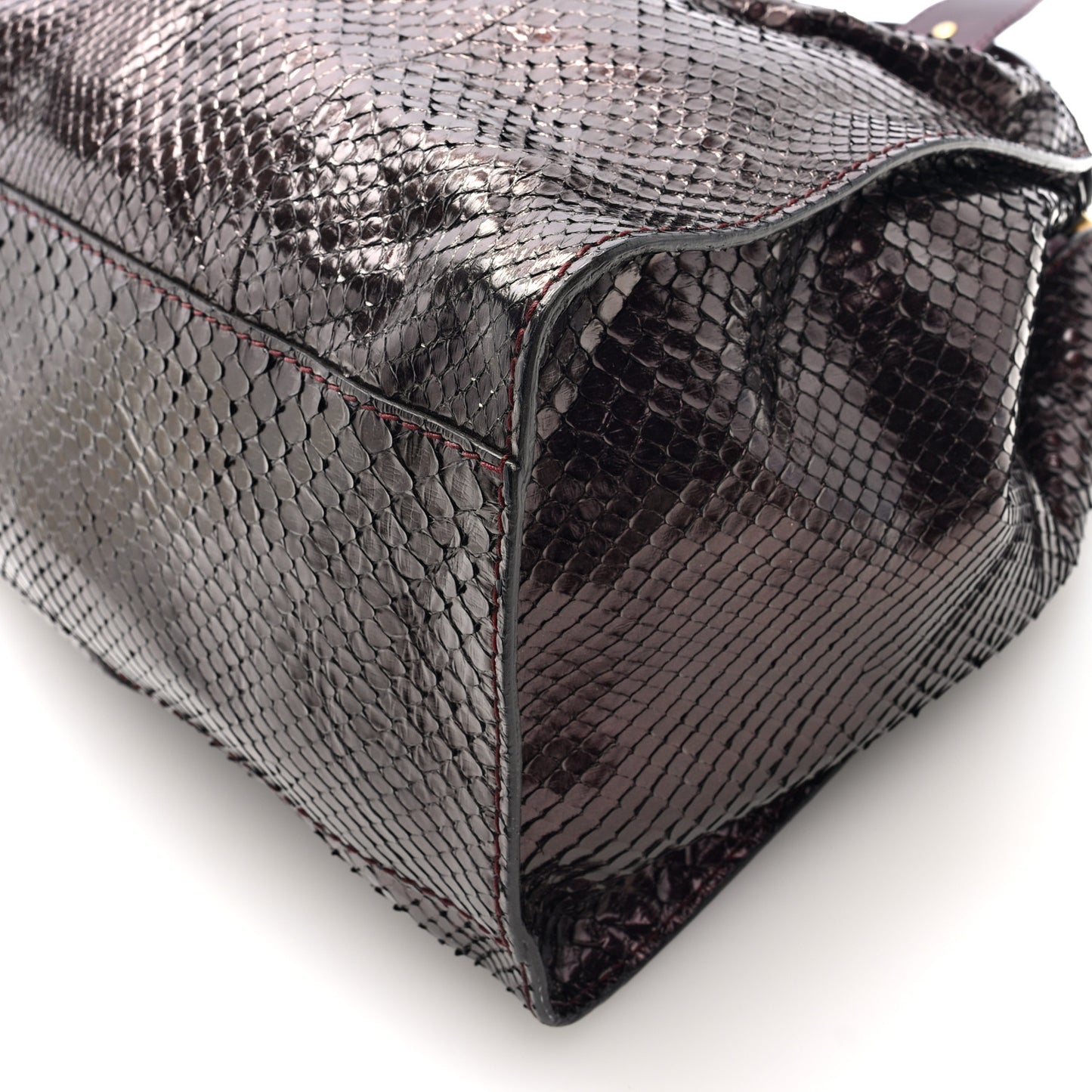 Snakeskin Medium Soft Stirrup Shoulder Bag Brown