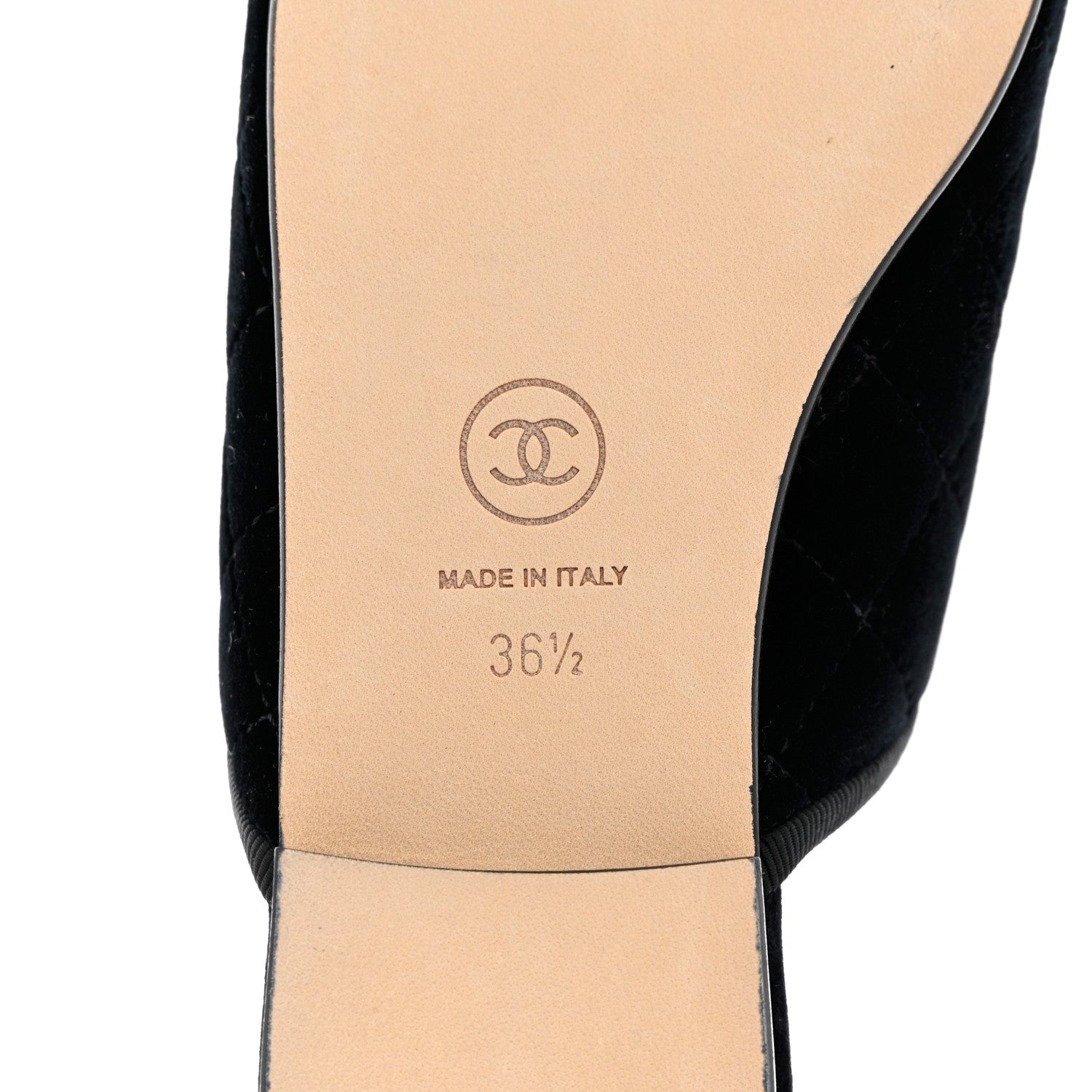 Chanel Velvet Patent Quilted Cap Toe Womens CC Mules 36.5 Black 8 of 11