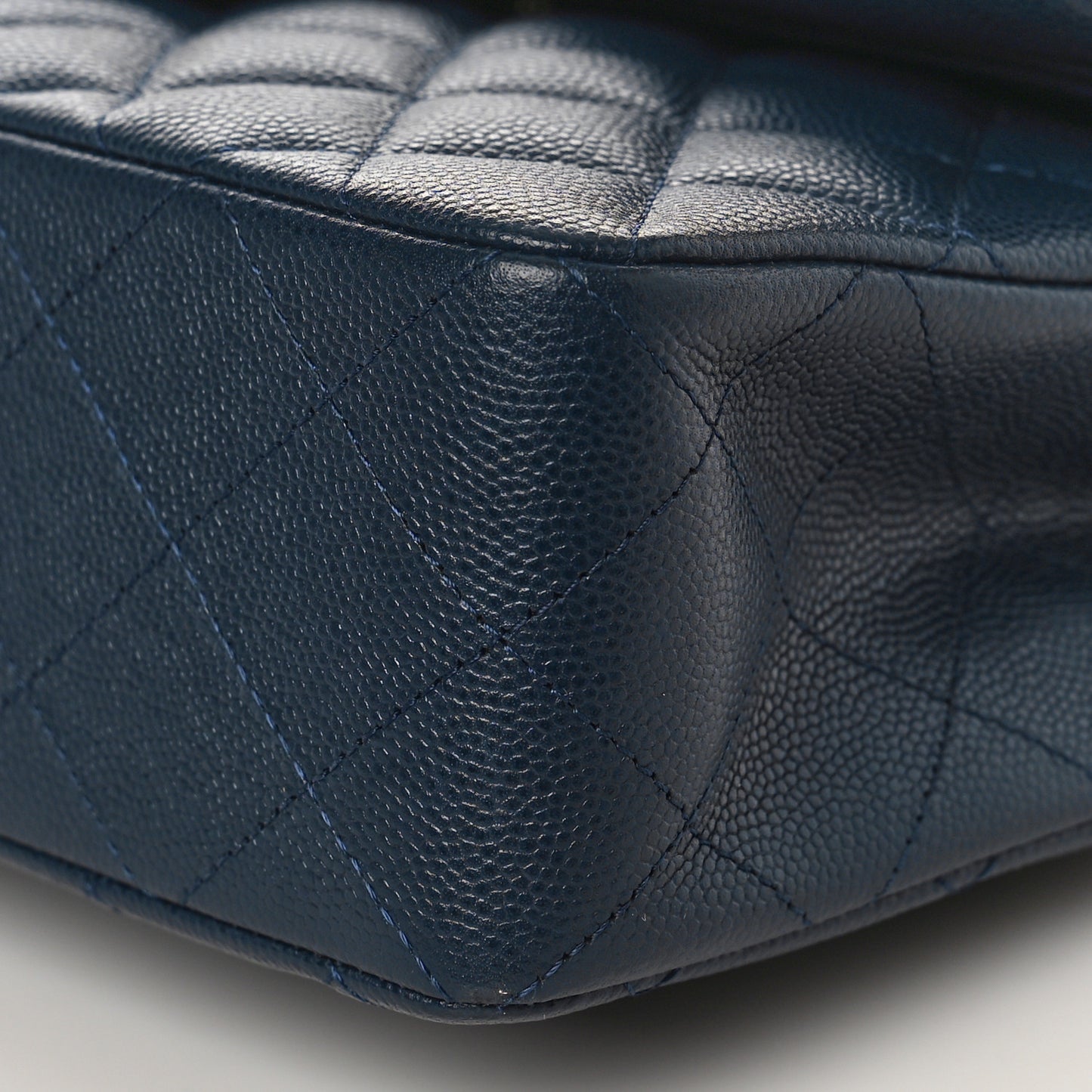 Caviar Quilted Small Double Flap Navy