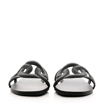 Hermes Rubber Aloha Sandals 39 Black 2 of 14