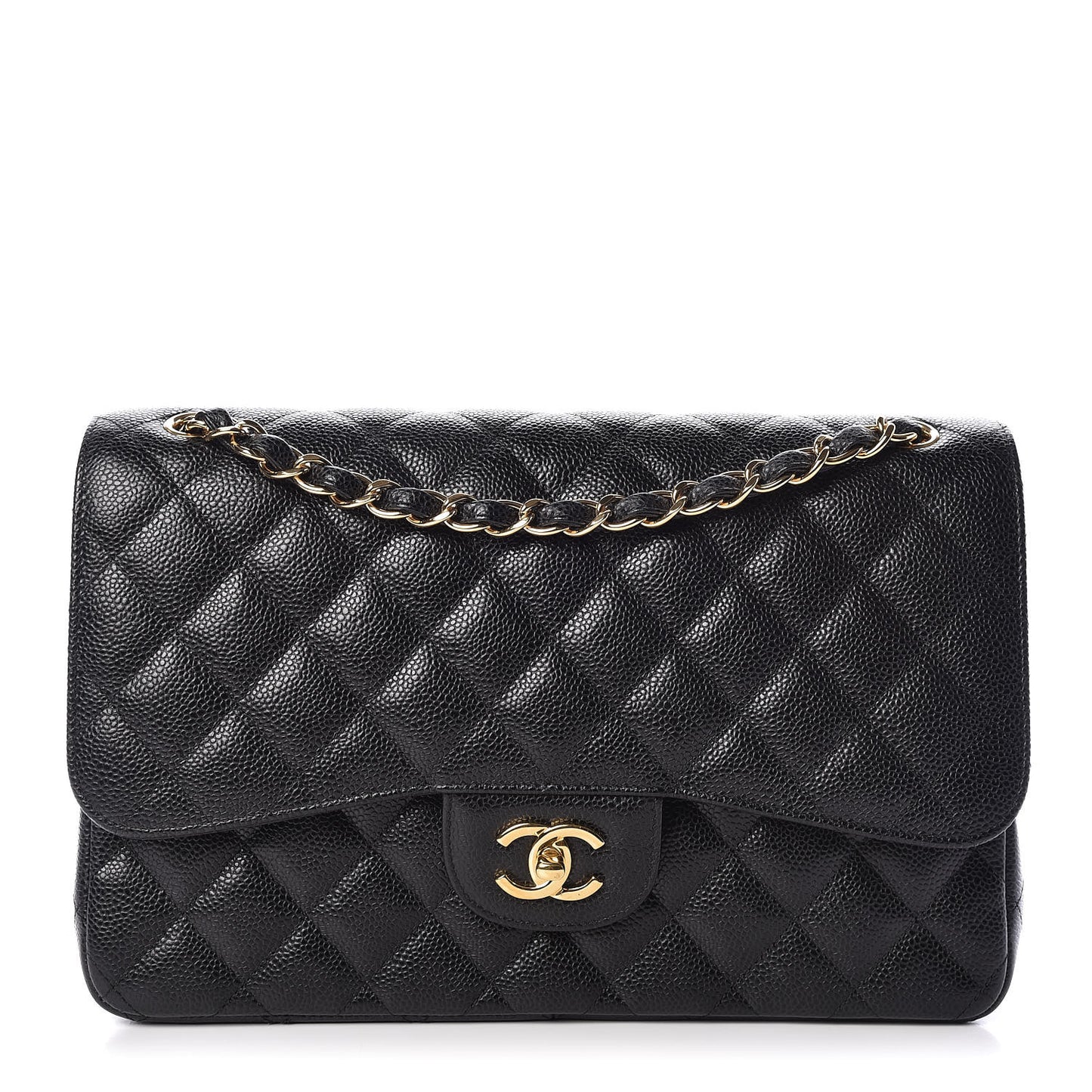 Caviar Quilted Jumbo Double Flap Black