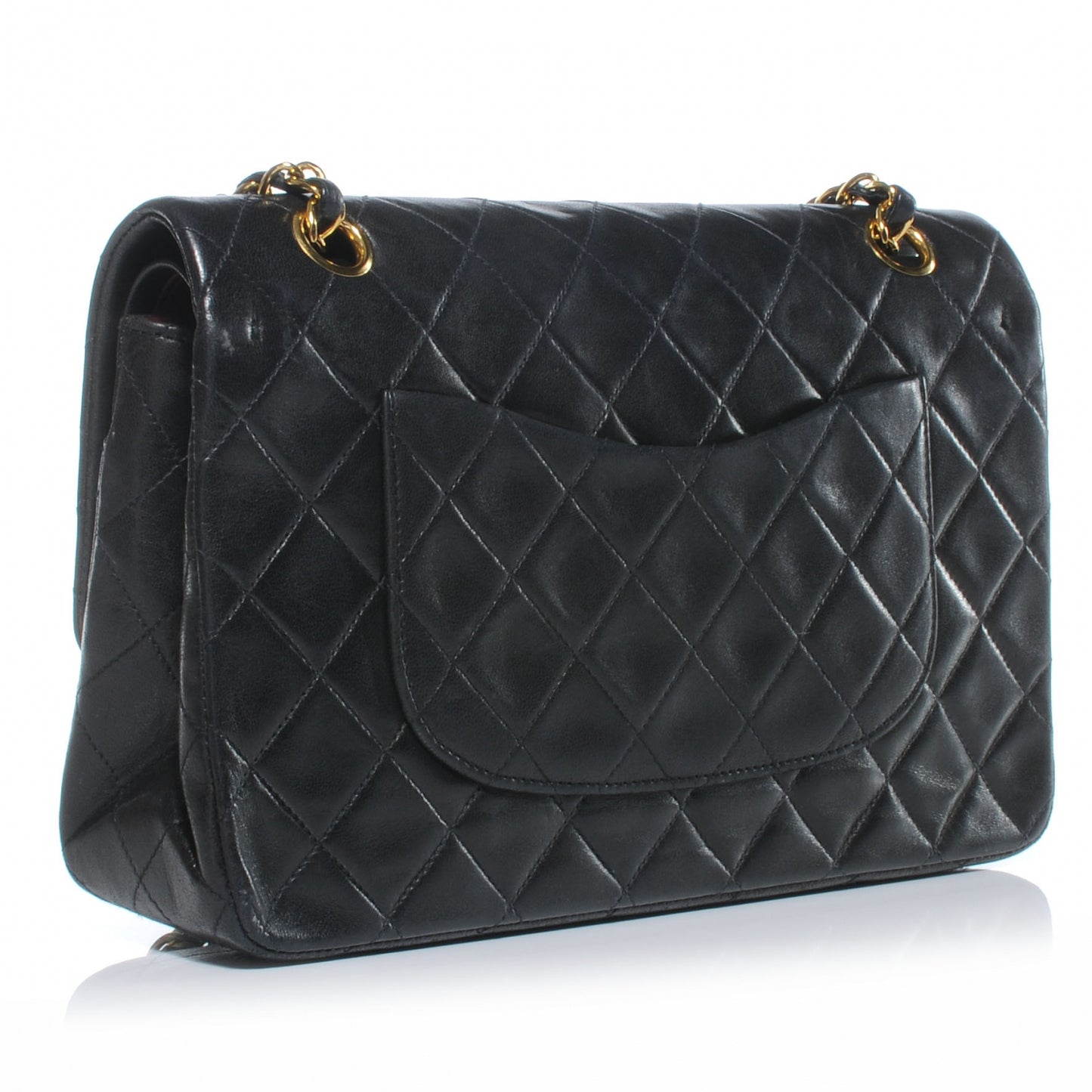 Lambskin Medium Double Flap Black