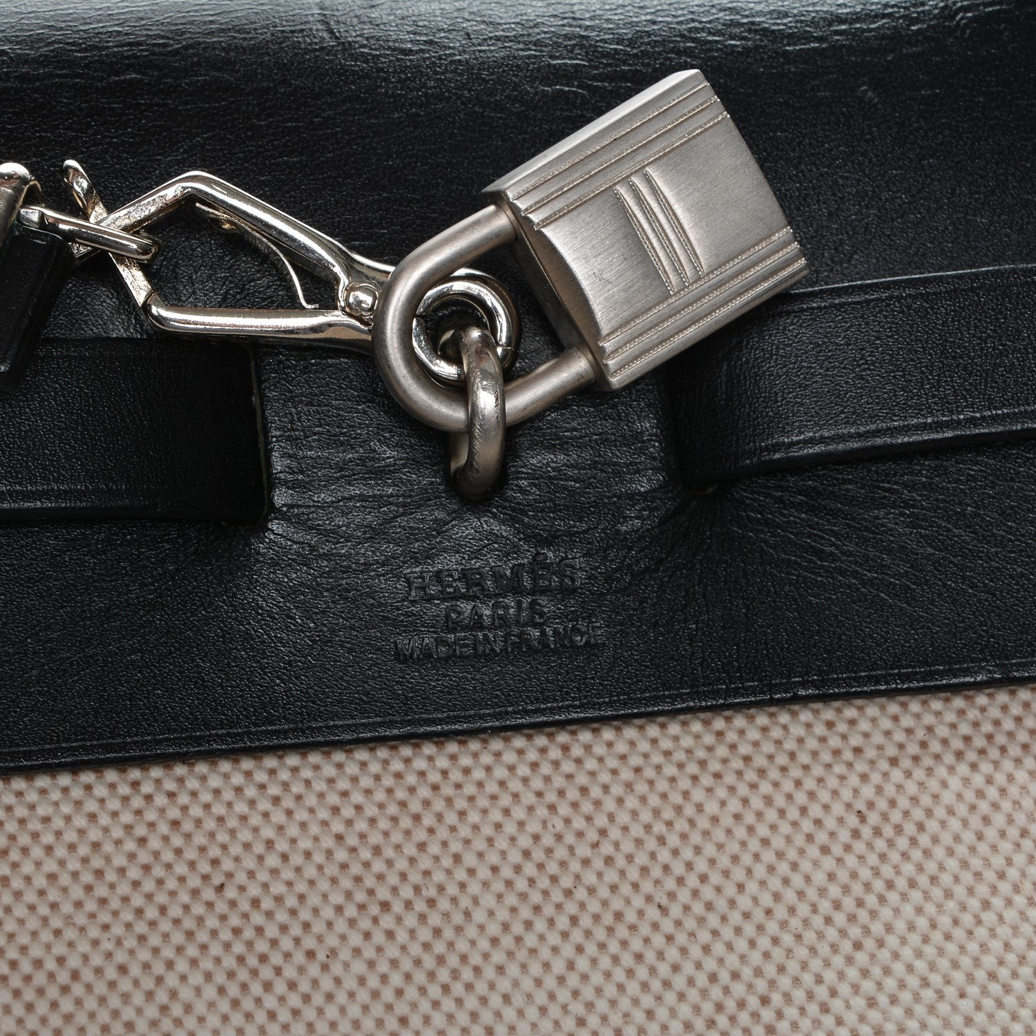 Hermes Toile Vache Calfskin Herbag 30 PM Natural Black 8 of 16