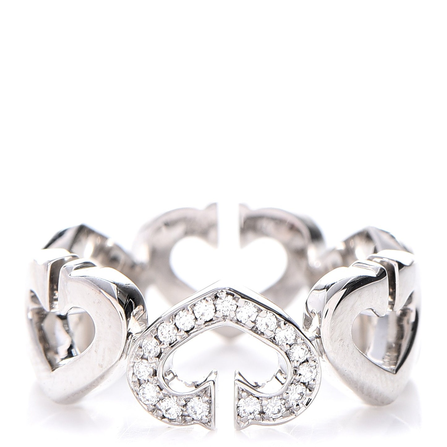 18K White Gold Diamond Hearts and Symbols Ring 49 4.75