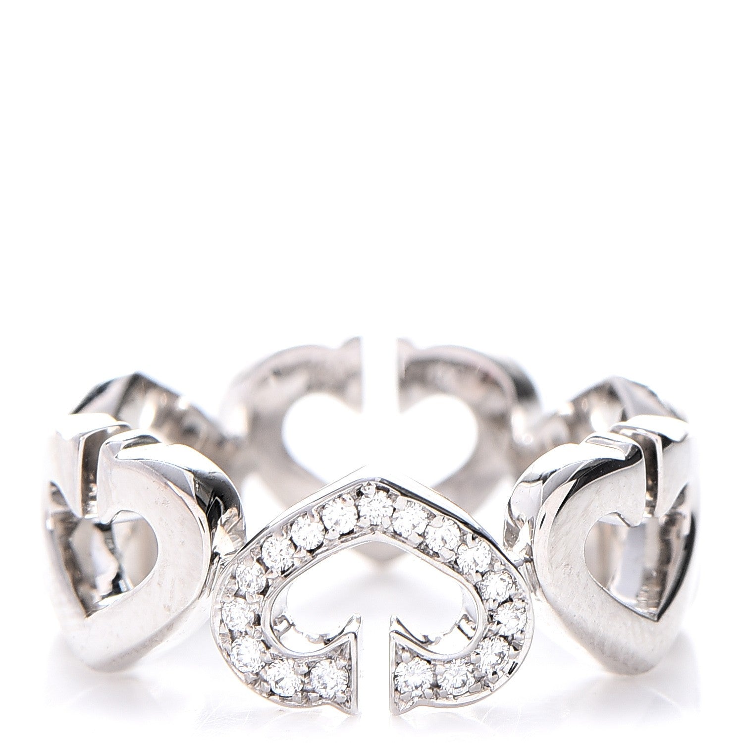 Cartier 18K White Gold Diamond Hearts and Symbols Ring 49 4.75 1 of 7