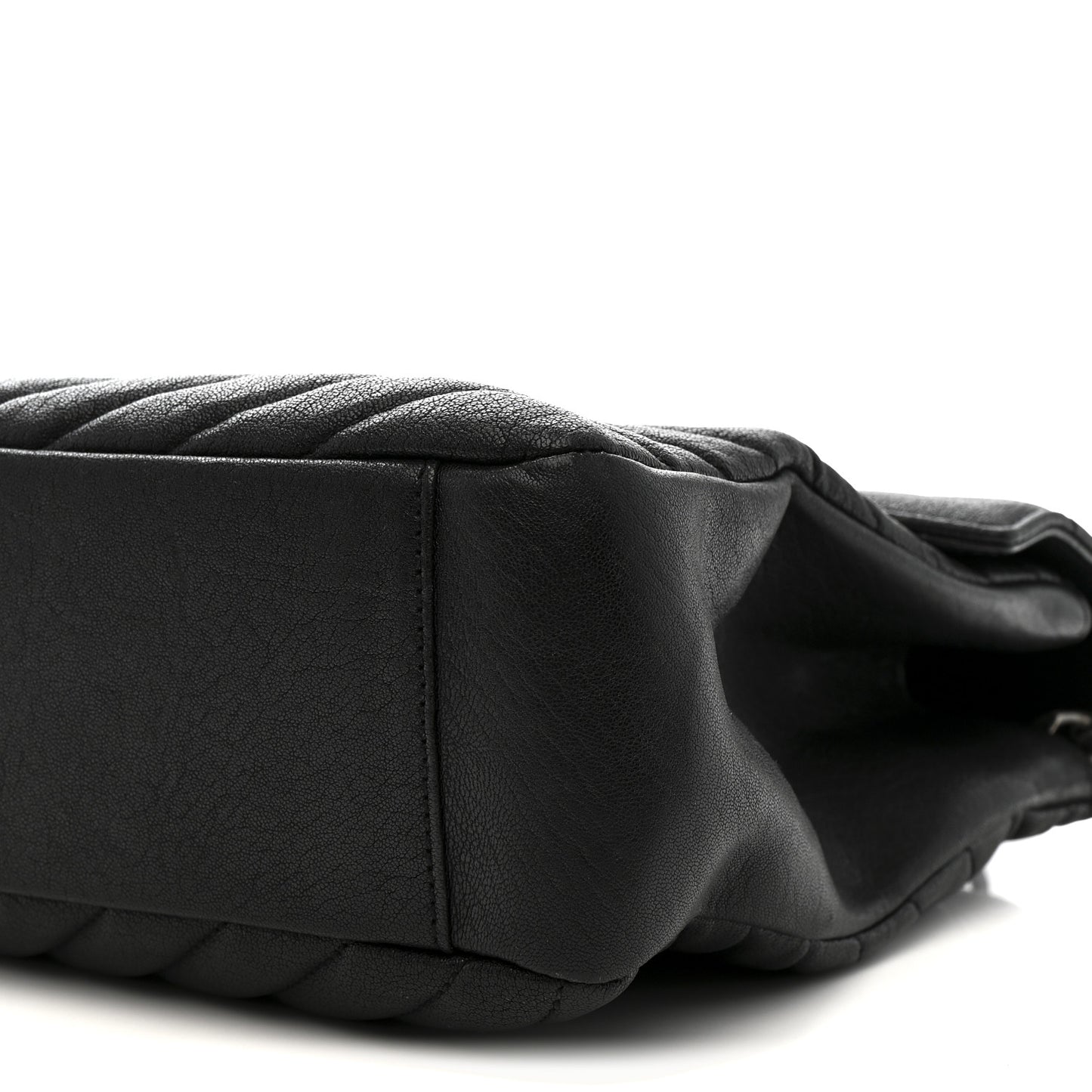 Sheepskin Matelasse Chevron Monogram Large College Satchel Black