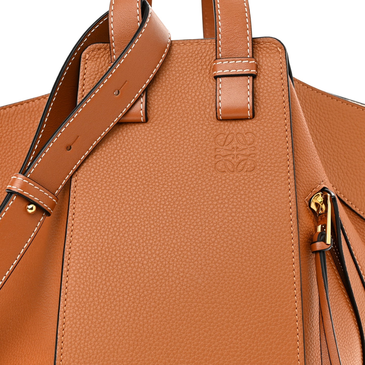 Grained Calfskin Small Hammock Shoulder Bag Tan