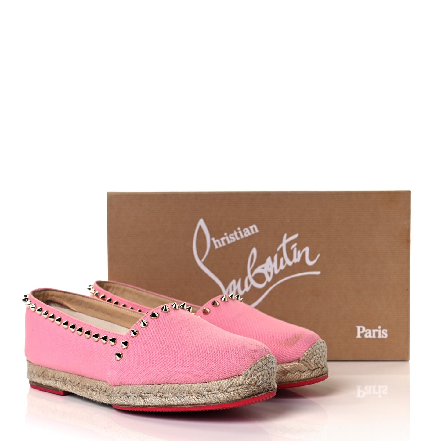 Canvas Ares Spikes Flat Espadrilles 37 Rose