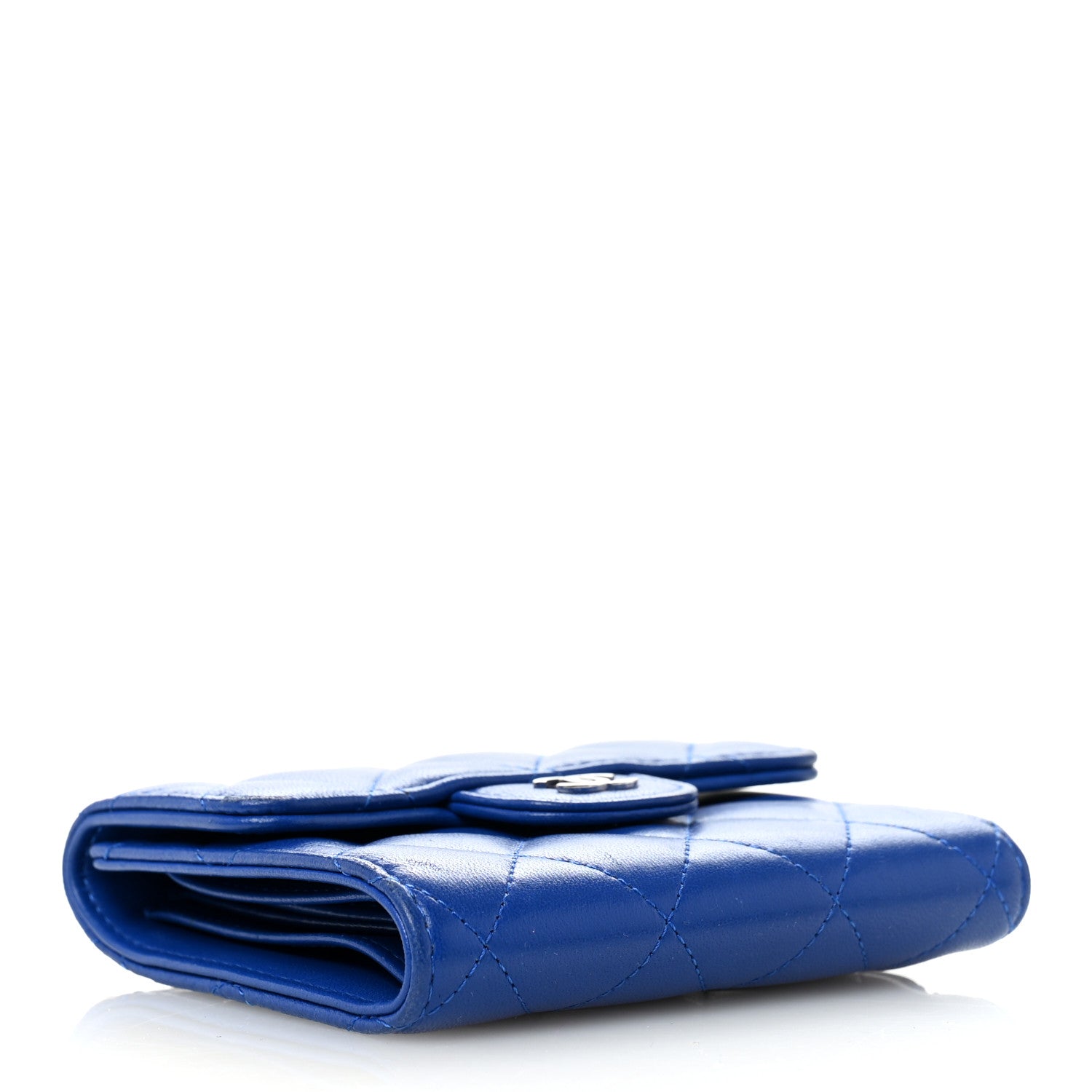 Chanel Lambskin Quilted Compact Flap Wallet Royal Blue 4 of 13