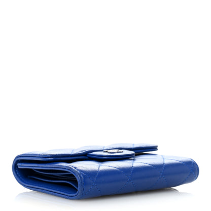 Chanel Lambskin Quilted Compact Flap Wallet Royal Blue 4 of 13