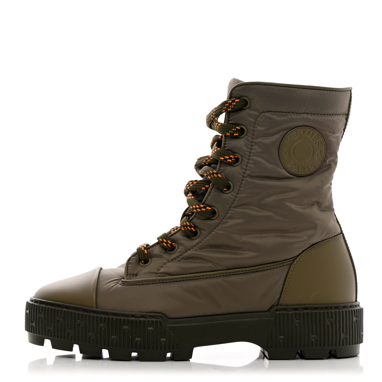 Hermes Calfskin Parachute Fresh Ankle Boots 37.5 Khaki 1 of 7