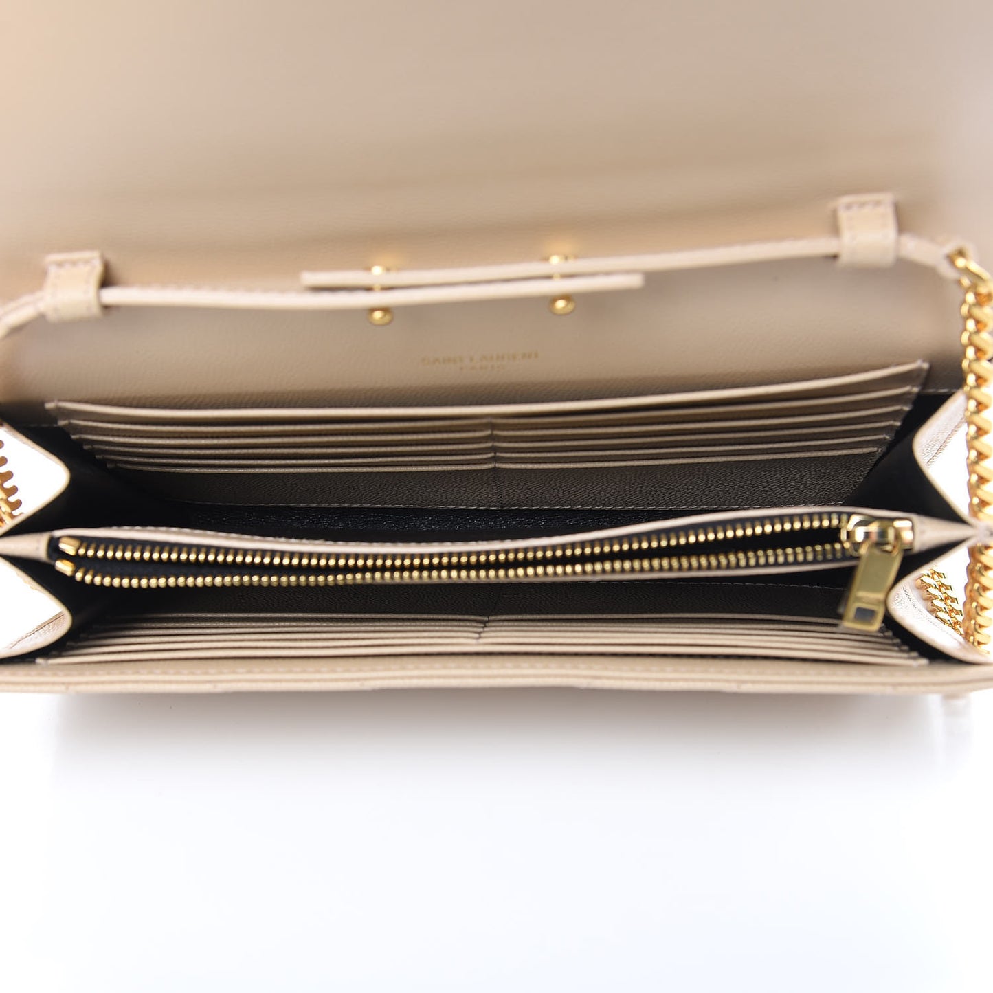 Grain De Poudre Matelasse Chevron Monogram Chain Wallet Nude Powder