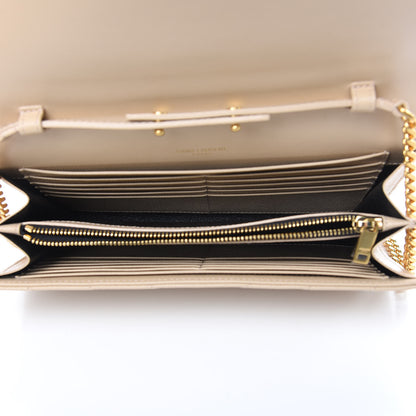 Saint Laurent Grain De Poudre Matelasse Chevron Monogram Chain Wallet Nude Powder 5 of 8
