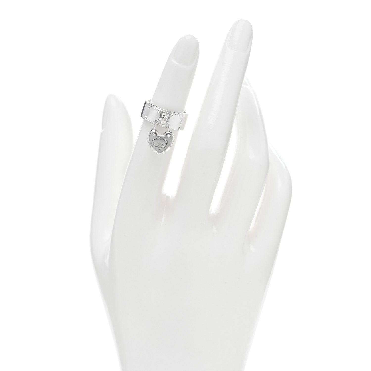 Tiffany Sterling Silver Return To Tiffany Lock Love Ring 46 3.75 2 of 5