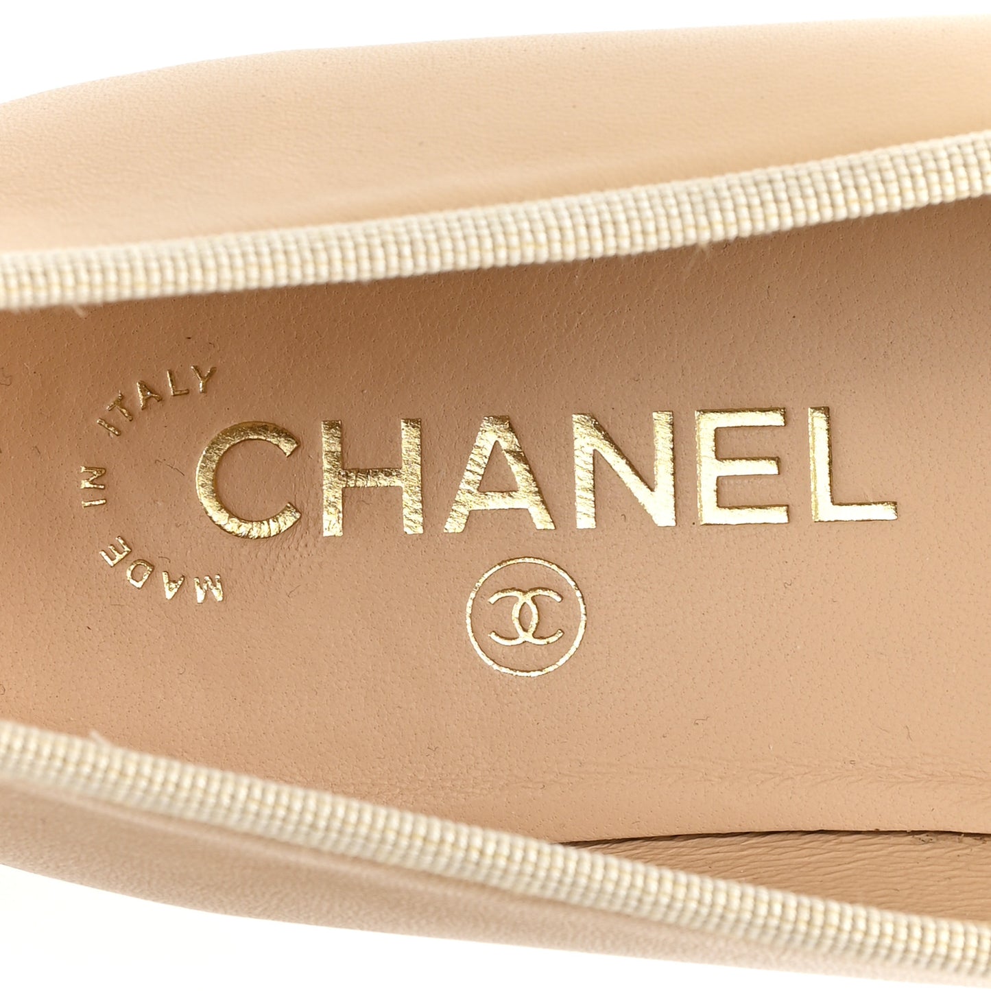Lambskin Cap Toe CC Ballerina Flats 40.5 Beige Black