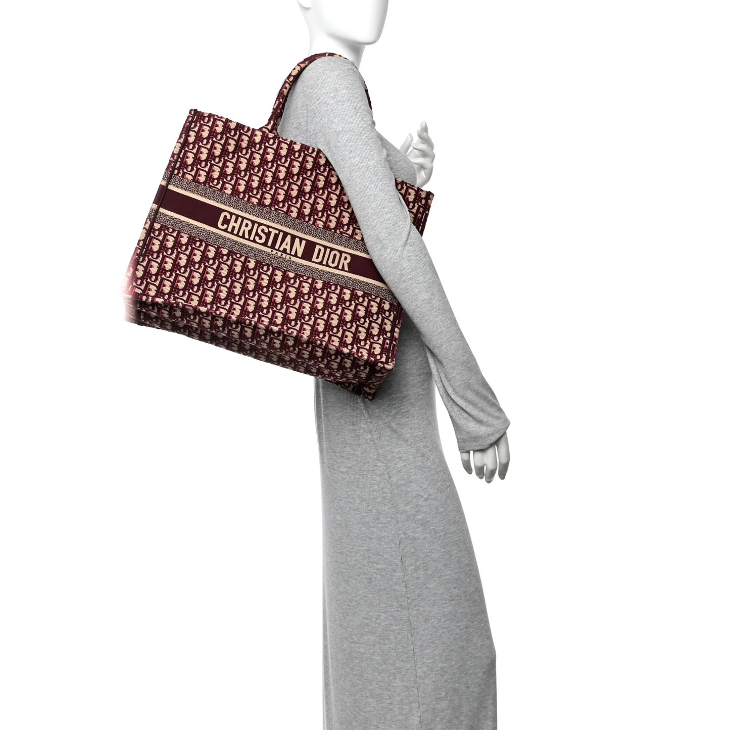 Oblique Large Book Tote Burgundy Multicolor