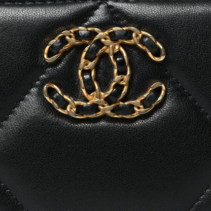 Chanel Lambskin Quilted Chanel 19 Zip Around Coin Purse Wallet Black 8 of 8