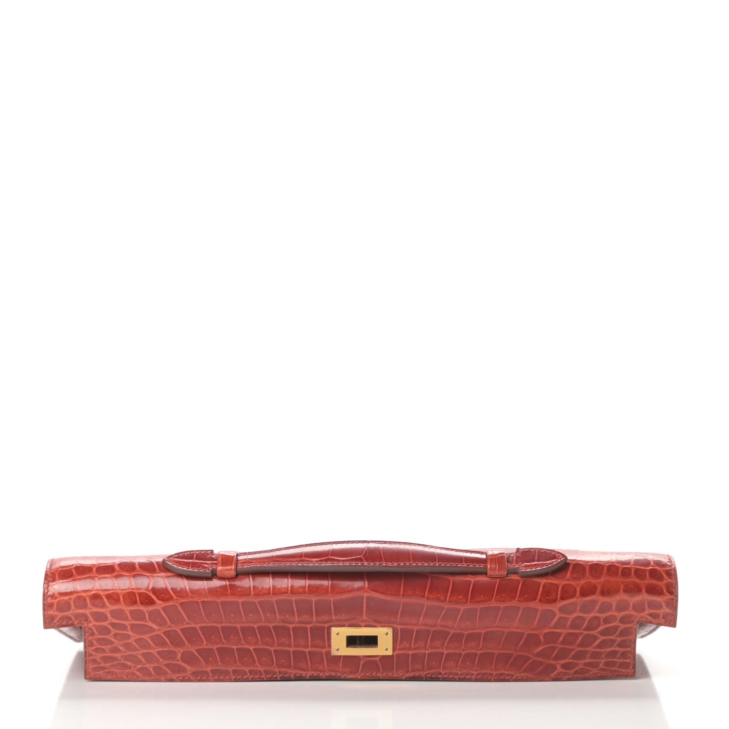 Hermes Shiny Porosus Crocodile Kelly Cut Pochette Sanguine 14 of 30